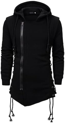 CNSTORE Men's Fashion Hoodie Assassins Side Lace Up Fleece Gothic